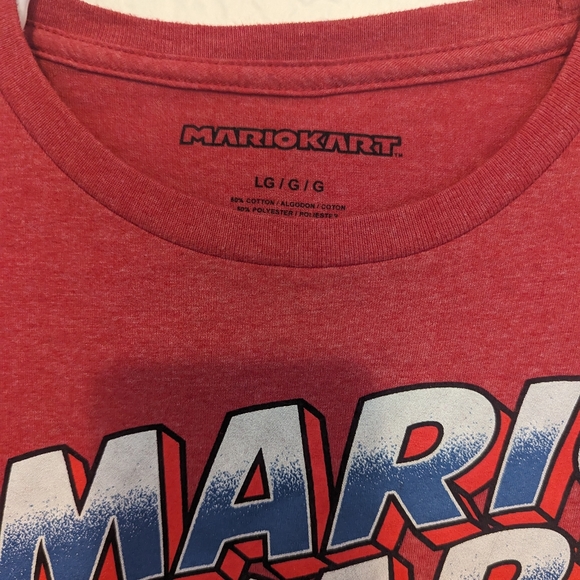 Mario Kart Men's Logo T-Shirt Size Large Red Front Print Short Sleeve - Picture 4 of 5